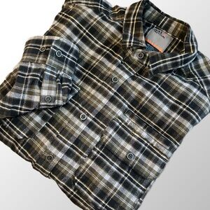 5.11 Tactical Shirt Mens Medium Green Black Plaid Flannel Snap Long Sleeve shirt